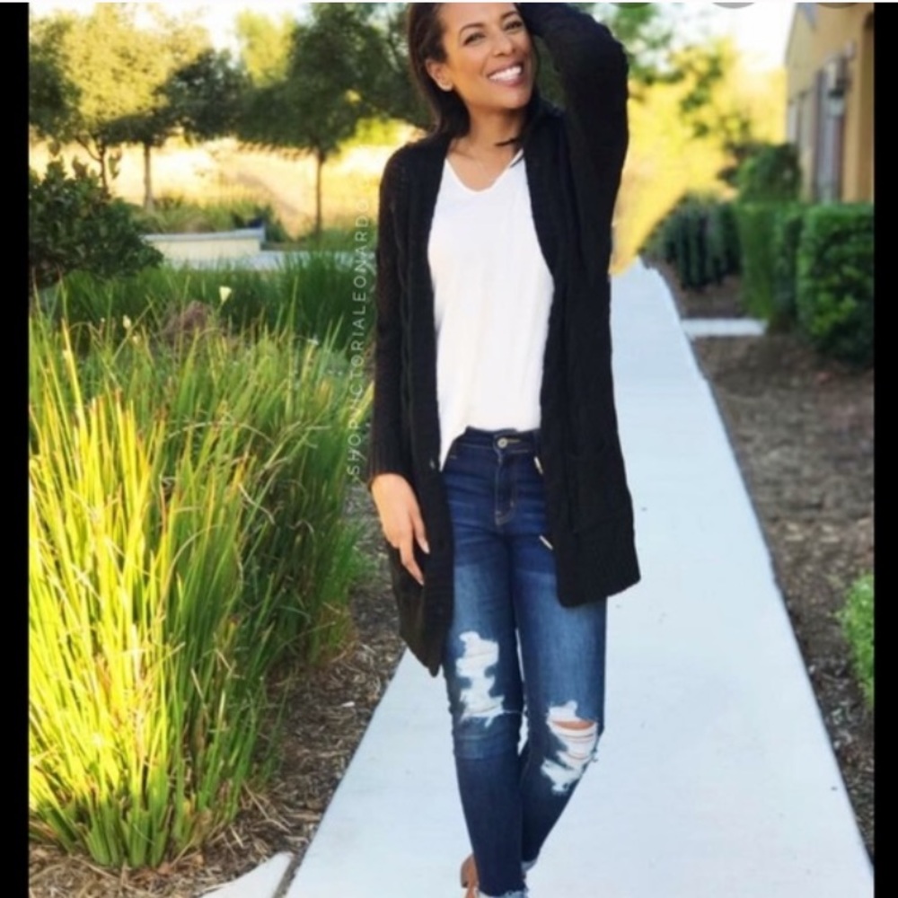 Agnes & Dora | XL | black boyfriend cable knit cardigan